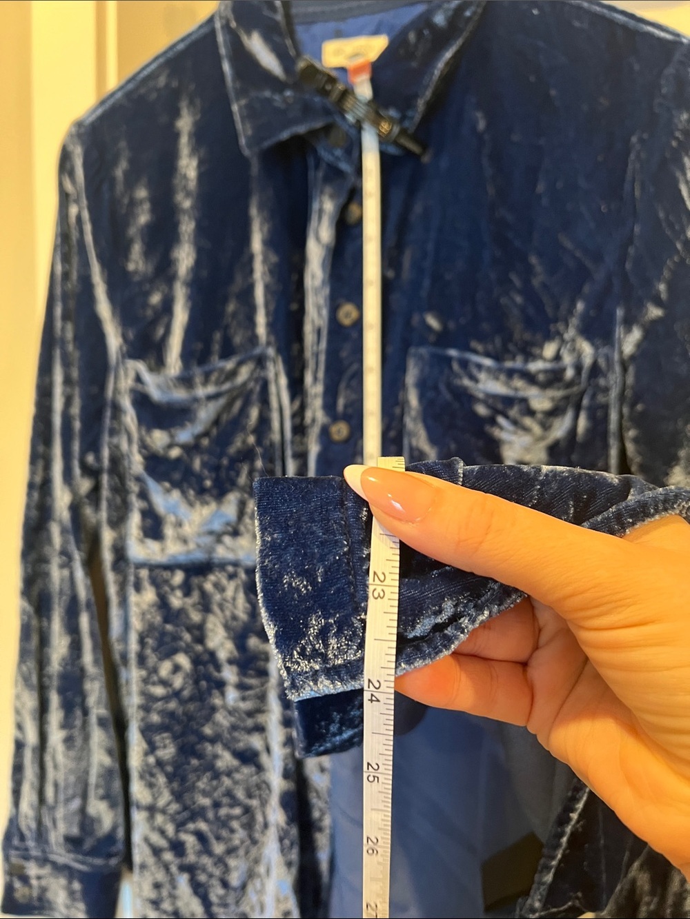 Pilcro Blue Velvet Button-Down Shirt - Picture 6 of 7